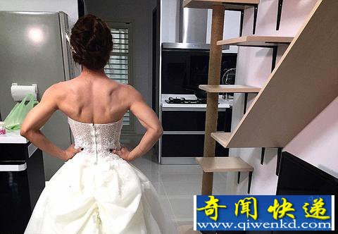 臺(tái)灣女子穿婚紗做引體向上走紅 巨乳若隱若現(xiàn)