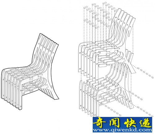 X 剪刀椅 五軸聯(lián)動(dòng)通過(guò)激光切割而成